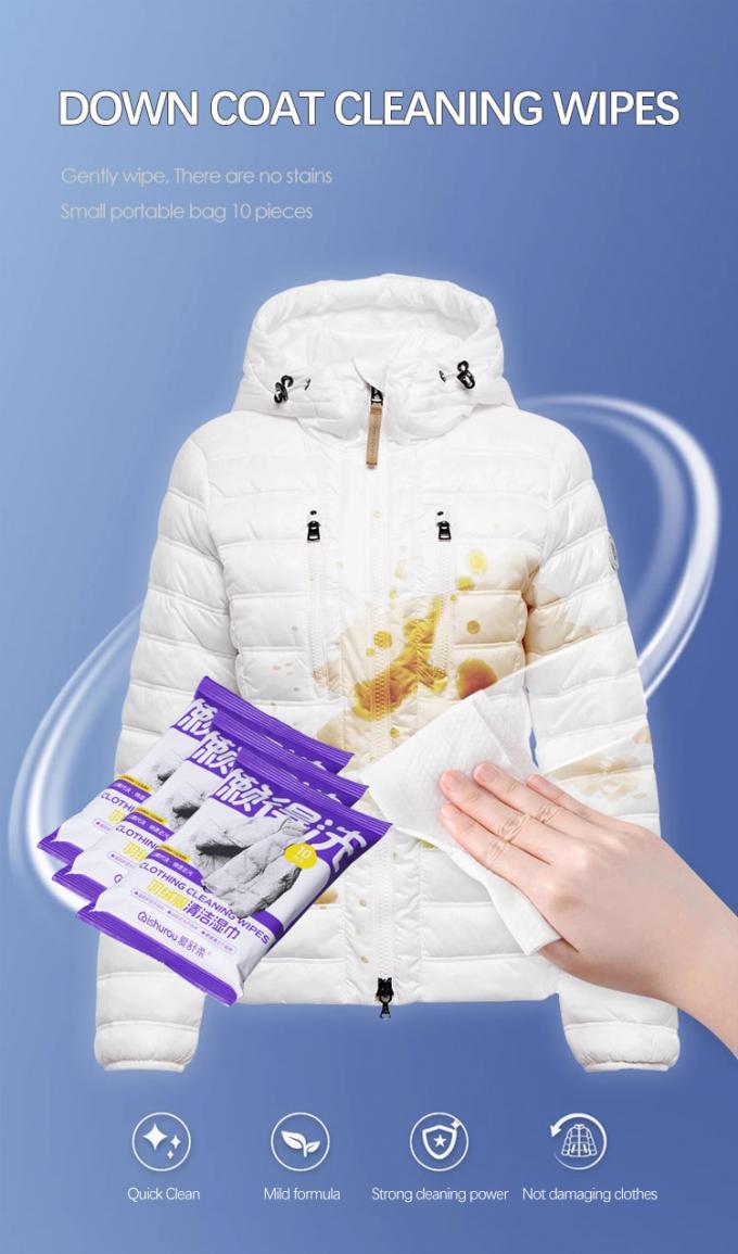 مناديل مبللة لتنظيف الملابس غير المنسوجة، مناديل مبللة آمنة محمولة لتنظيف جميع الملابس 0